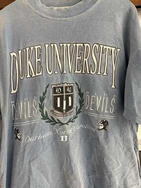 Vintage 90s Galt Sand Duke University Blue Devils Crest T-Shirt Made in USA - La